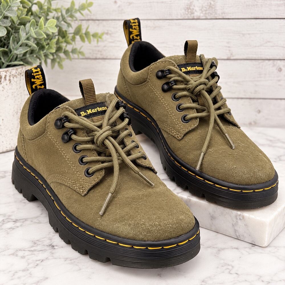 Dr Martens Reeder Suede Utility Shoes Olive Green Womens 7 Mens 6 EU 38 Docs